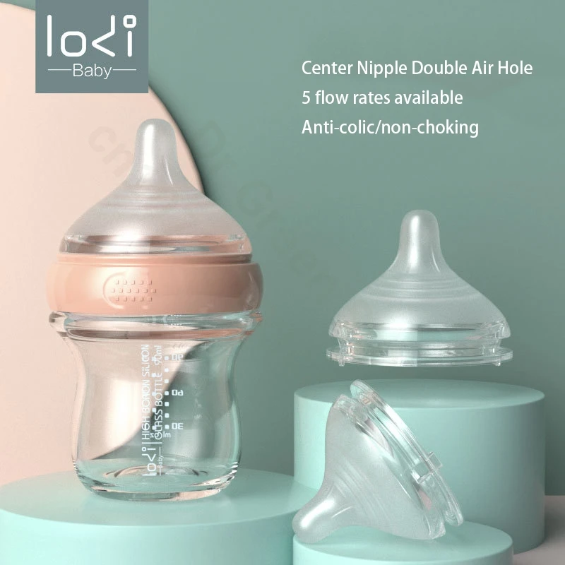 Suitable for LODI Newborn Baby Wide Mouth Bottle Soft Silicone Nipple Anti-Colic Bottle nipples for infants 0-12 months 3