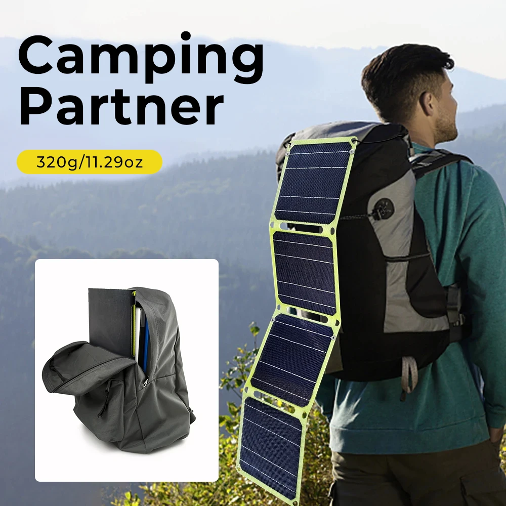 40W Foldable Solar Panel Dual USB + DC Solar Cell Portable Folding Waterproof Charger Outdoor Mobile Power Bank Charger solar charger