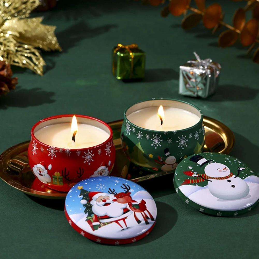 Set of 4 Christmas Scented Candles - Festive Aromatherapy Gift & Decorative Ornaments