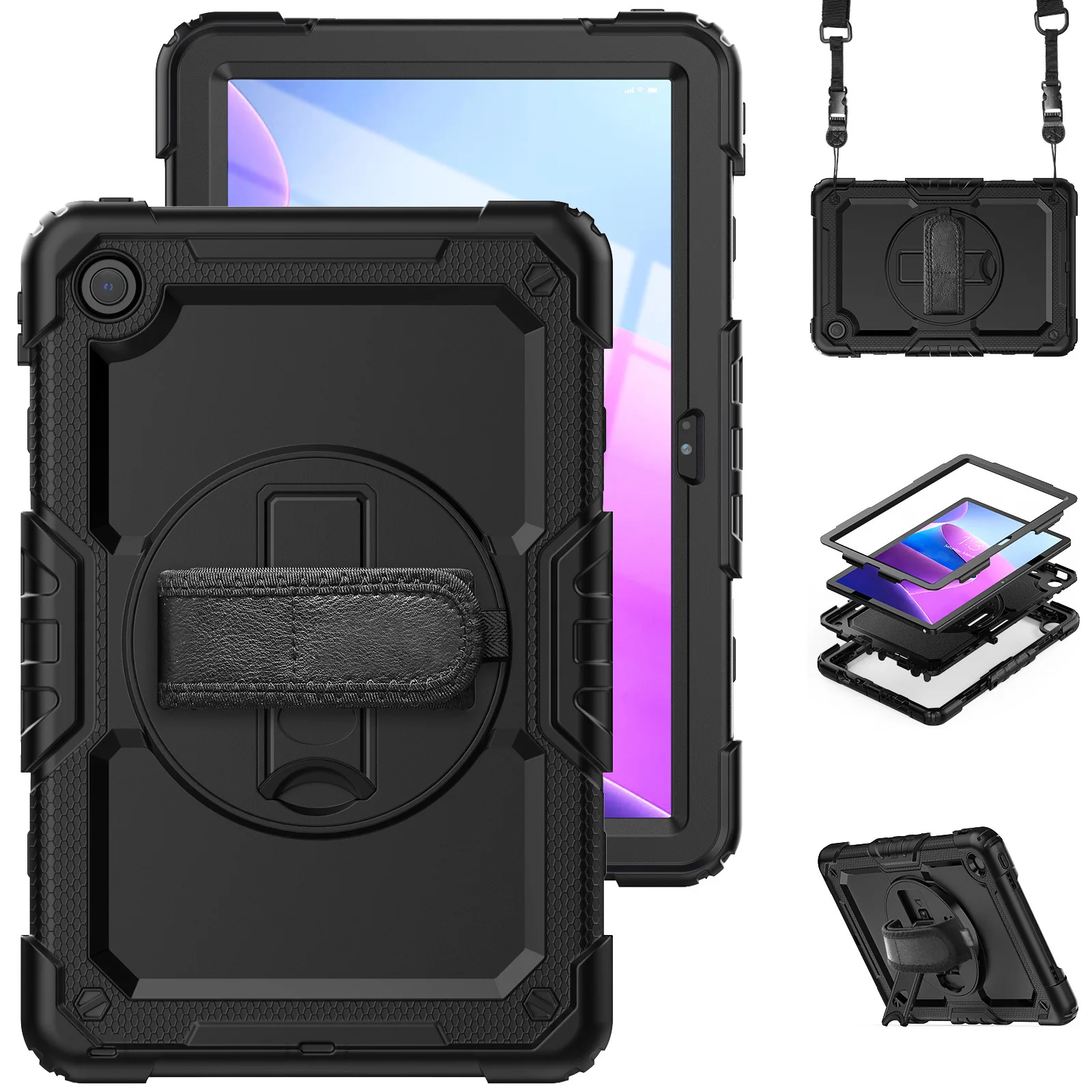 Prova de Choque para Lenovo Tab Capa Kickstand Alça de Ombro M11 M10 Tb328fu M10 Além Disso 10.3 X606f hd 2ª Geração Tb-x306f 10.1 Case à