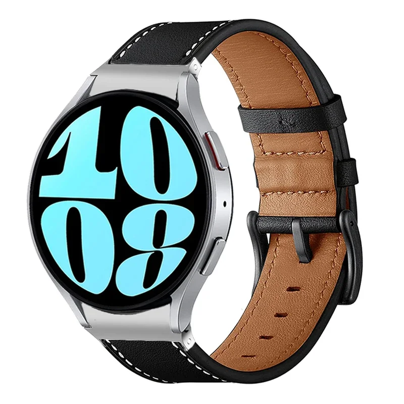 

No Gaps Leather Strap For Samsung Galaxy Watch 6 5 4 40mm 44mm Watch Band Belt Galaxy Watch 4 6 42mm 46mm 43mm 47mm Wristbands