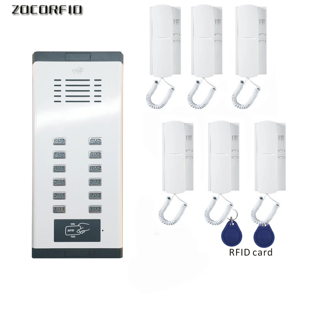 Intercom System 6pcs Phonebell RFID Building Intercom System Extension/Non Visual Doorbell Indoor Machine/RFID building Door switch