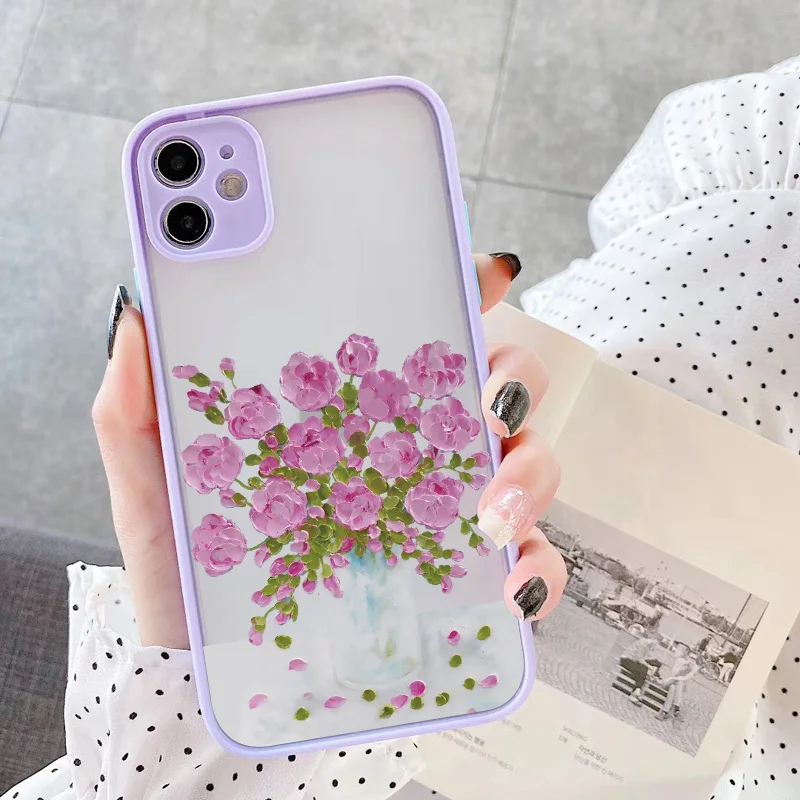 thumbnail image 1 of Retro Oil Painting Flower Phone Case For iPhone 11 12 Pro Max 15 Pro Max 13 12 Mini X XR XS SE 2020 8 7 Plus 14 Plus Covers, 1 of 5