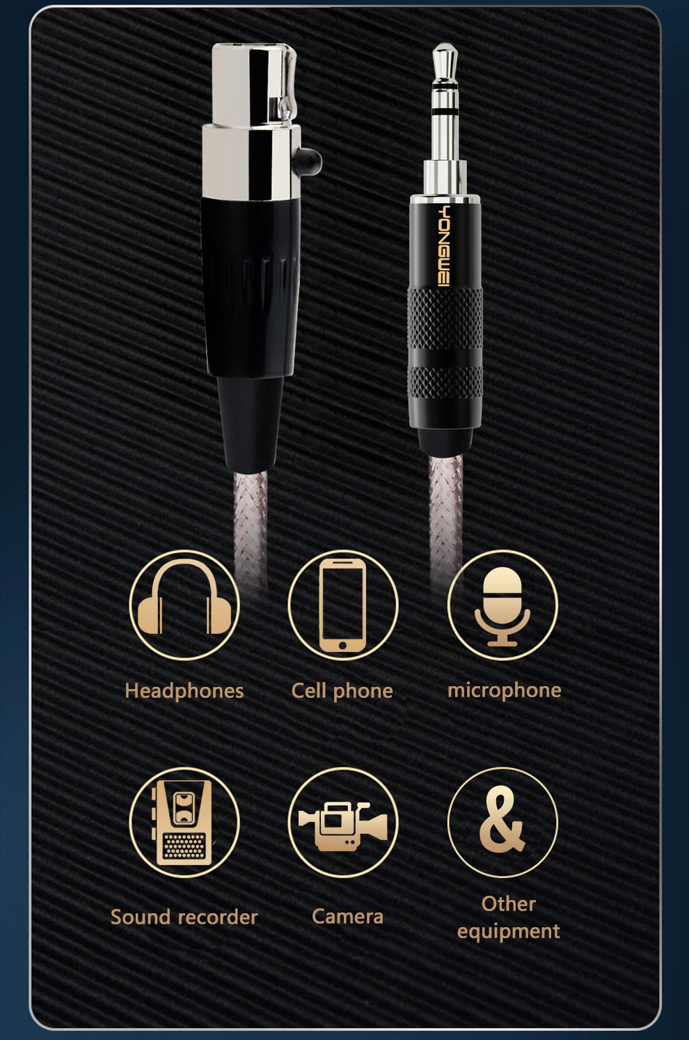 YONGWEI Jack 3.5mm 1/8 to 3-Pin Mini XLR Cable TRS 1/8 Inch Aux Stereo Male to Mini XLR Female Audio Adapter Cable for AKG K550