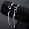 Bracelets de Couple en forme de cœur d'amour pour femmes et hommes, couleur argent, Double couche, chaîne assortie, bijoux cadeau pour amoureux, 1 pièces