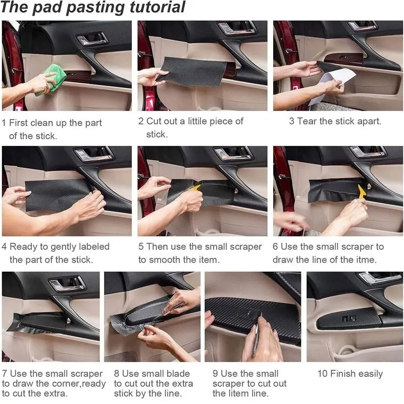 Car Interior Film 7D Carbon Fiber Car Interior Vinyl Film Decorative Anti Scratch Protective