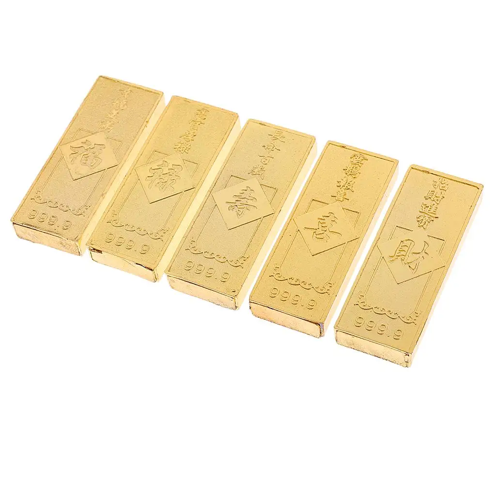 

5pcs/set Chinese Feng Shui Lucky Fake gold with Box Metal Gift Jewelry Ornament