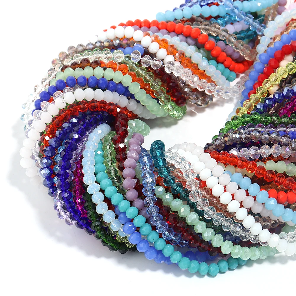 Round Faceted Colorful Glass Beads for Jewelry Making and DIY Projects