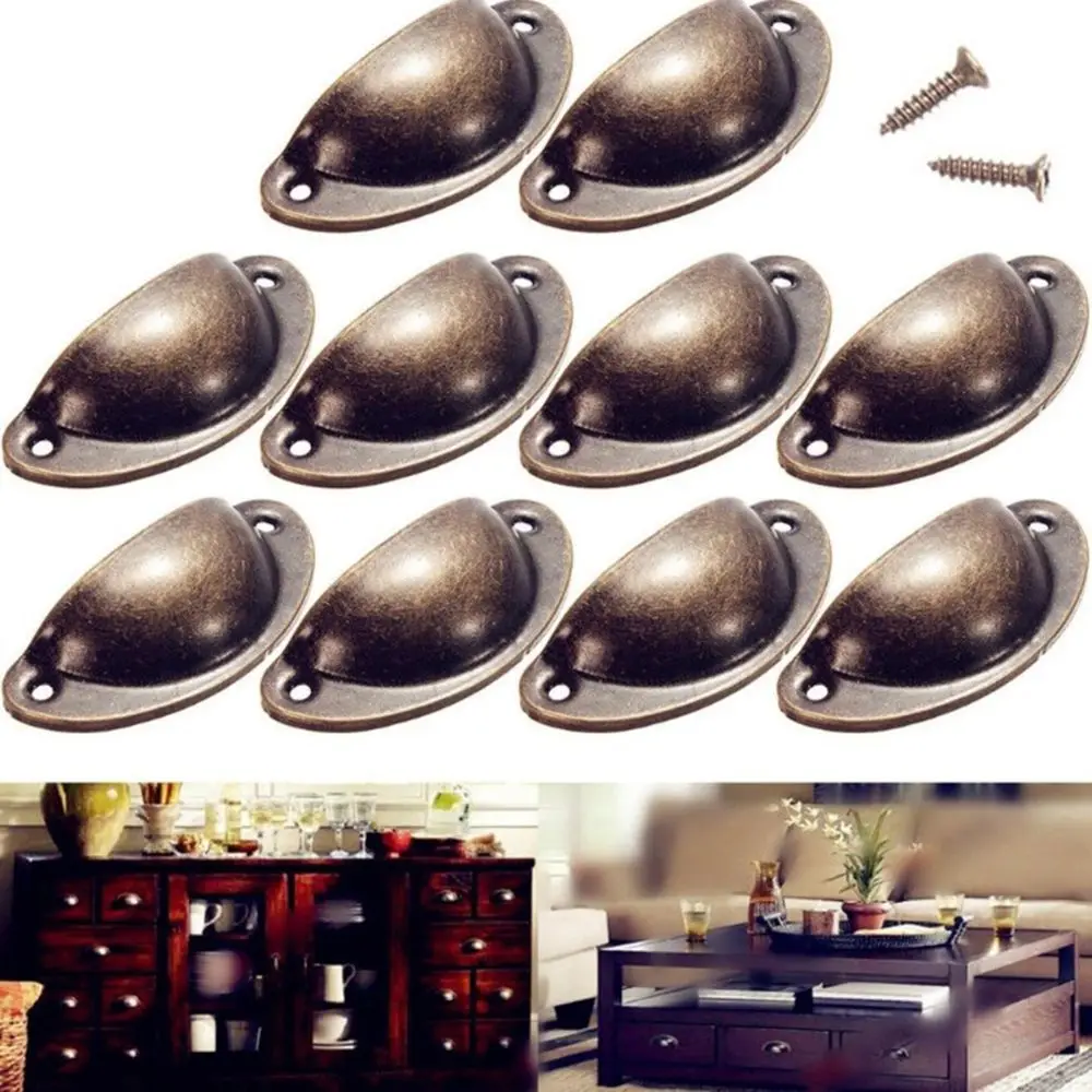 10pcs/lot Retro Box Iron Furniture Cupboard Cabinet Metal Antique Knob Pull Handles Shell