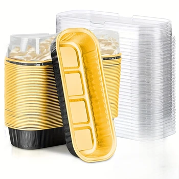 30 Pack Mini Loaf Baking Pans with Lids (6.8oz) Rectangle Aluminum Foil Baking Box Cake Pan  Bread Mold baking tray bakeware