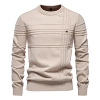 Autumn Winter Mens Sweater High-quality Solid Color Round Neck Warm Pullover Male Fashion Casual Knitwear Sweater Men Clothing 1
