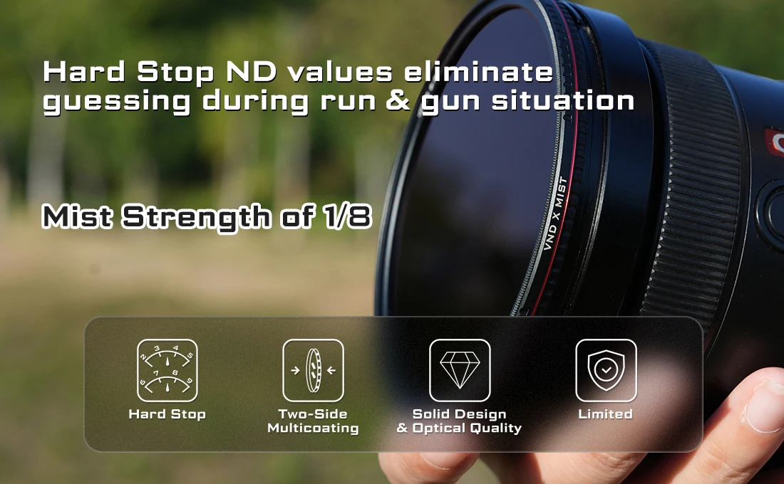 (Mist Edition) 95mm Threaded Variable ND Filter 2-5 Stop and 6-9 Stop Digital Ca