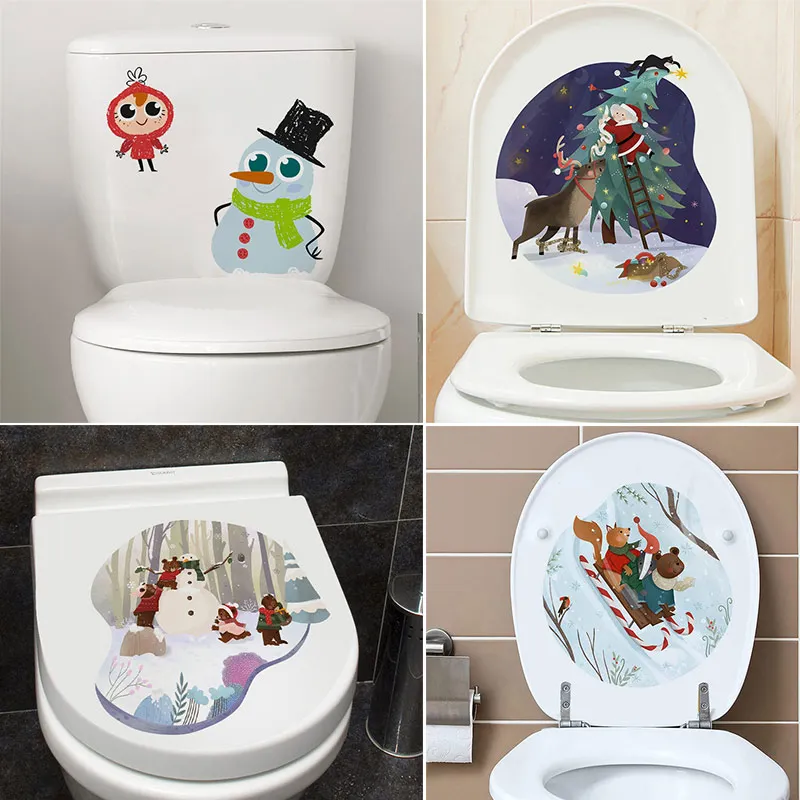 M478 Snow Day Adesivi Per Wc Divertenti Cartoon Bambino Minzione Coperchio Del Water Wc Adesivo Per Porta Rimovibile Decor Paper Household