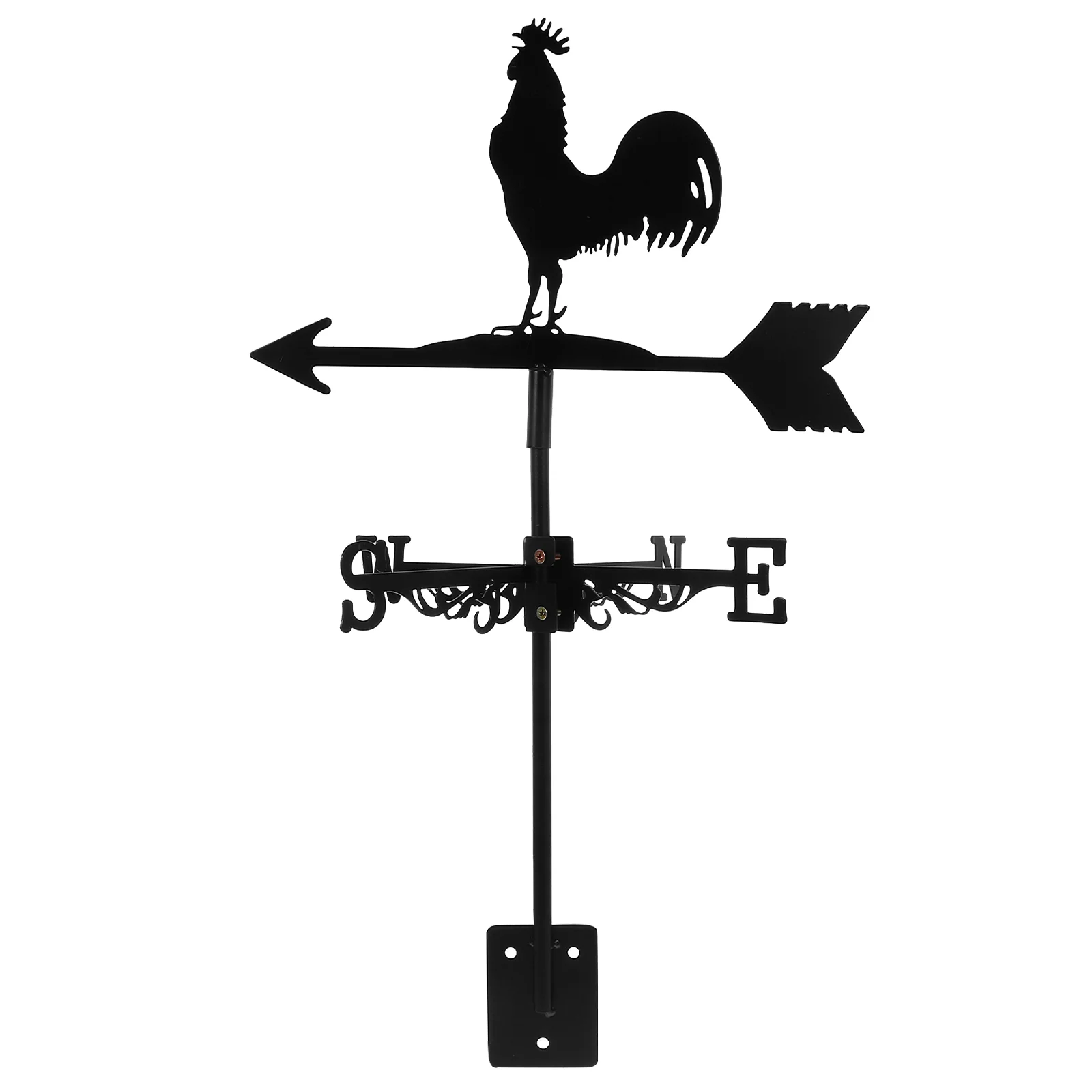 

Rooster Silhouette Statue Roof Weather Vane Decor Iron Wind Direction Indicator