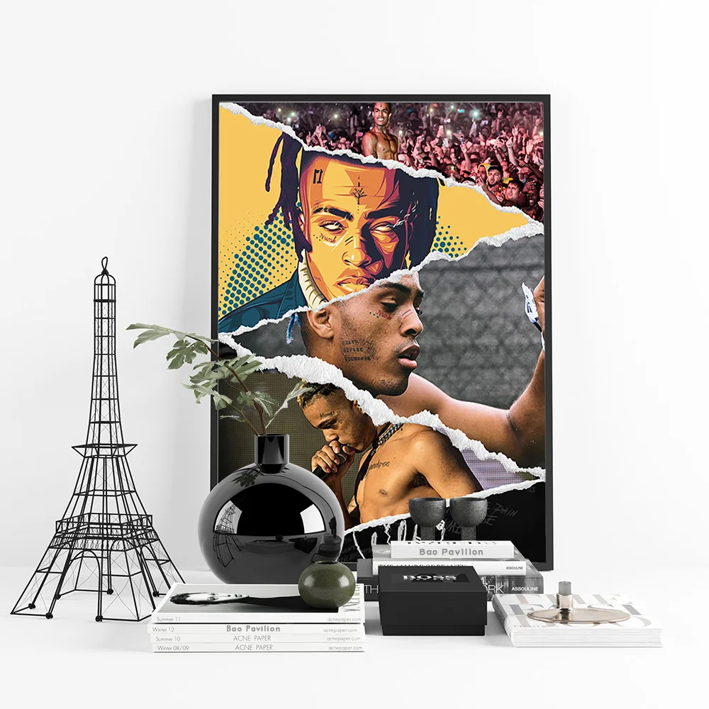 xxxtentacionポスター Xxxtentacionの額縁フレーム付きモノクロ写真 A4サイズ （Amazon