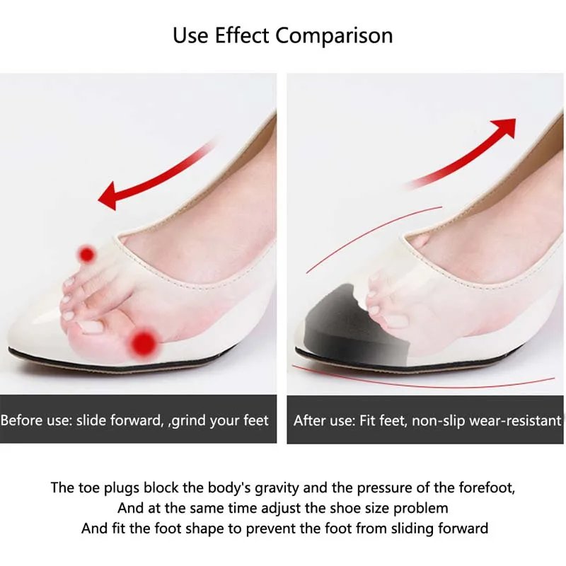 Women High Heel Toe Plug Insert Shoe Big Shoes Toe Front Filler Cushion Pain Relief Protector Adjustment Shoe Accessories 1 Pair shoe insoles,toe pads