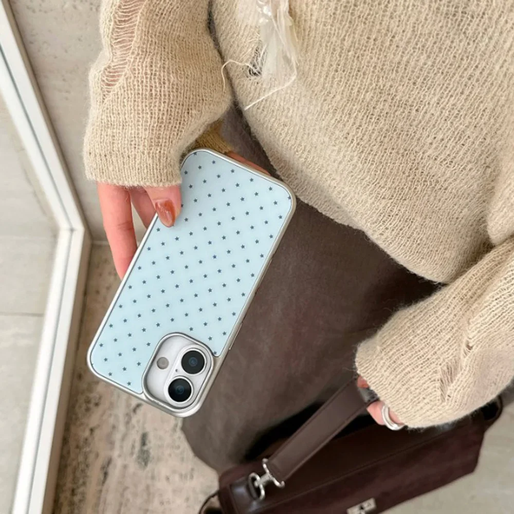 Full Screen Blue Stars Electroplated Drip Glue Phone Case - Creative Cover