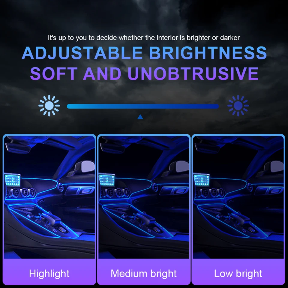 Dream+Color Acrylic Car LED Strip Light – RGB, App-steuerbar, Musik-Sync, Für Innenraumbeleuchtung