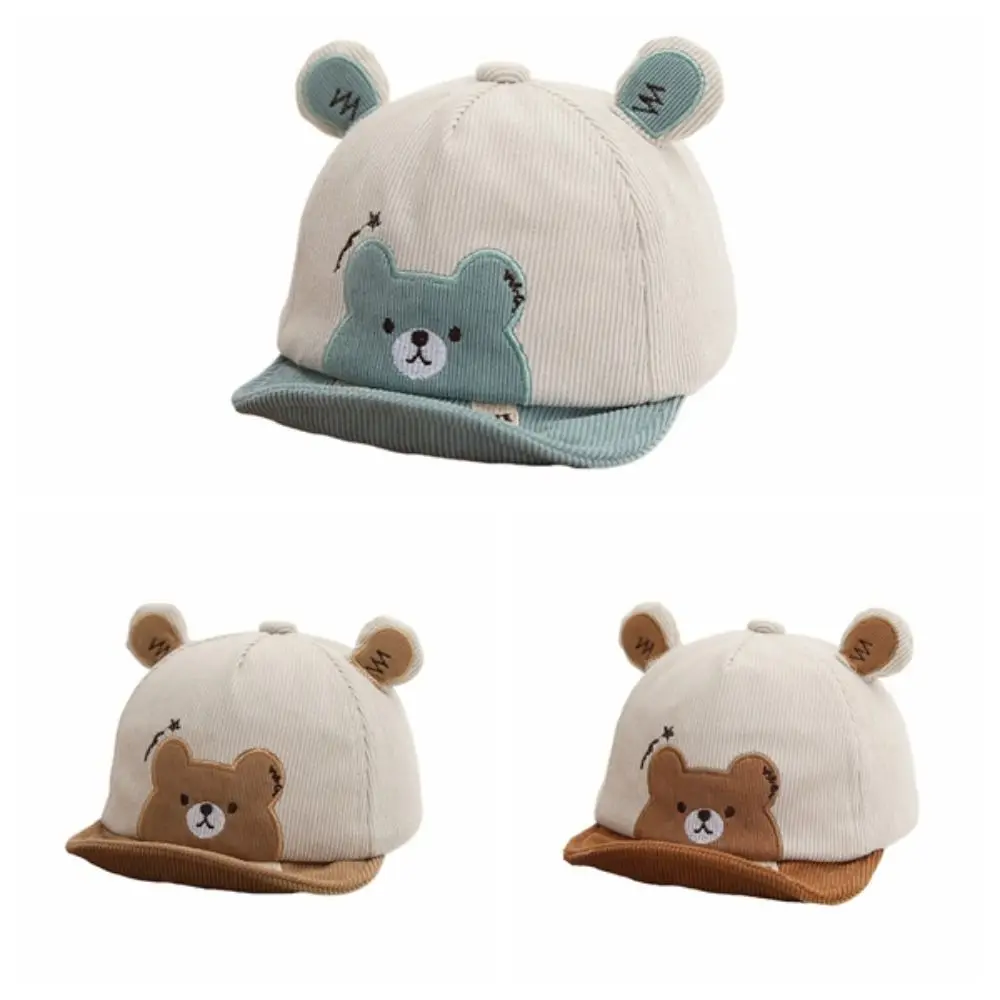 Sweet Cotton Infant Bucket Hat Wide Brim Cartoon Bear Baby Sunhat Kawaii Sunscreen Newborn Flat Cap Toddle