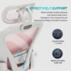 Ergonomic Mesh Office Chair, High Back Computer Desk Chair with Adjustable Lumbar Support, Pink Task Chair with Headrest 2