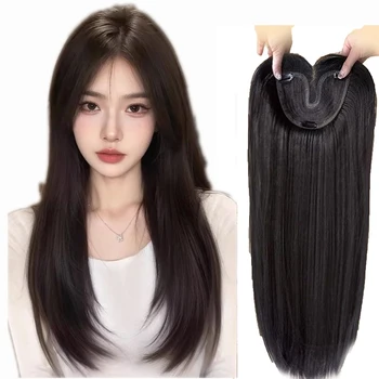 Toppers per capelli per donna Topper striaght con frangia Capelli Posticci sintetici Frangia Estensione dei capelli