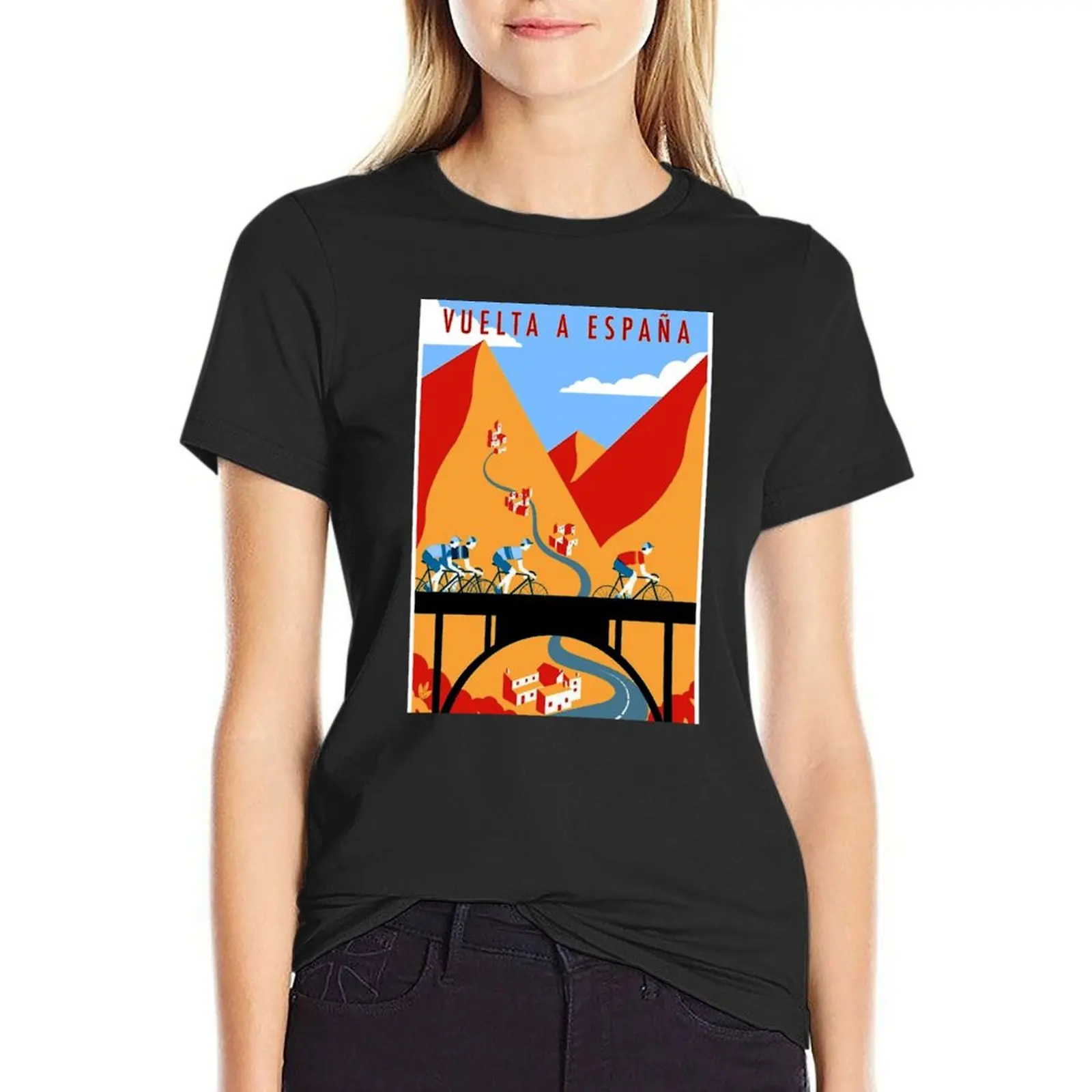 

VUELTA A ESPANA Vintage Bicycle Racing Print T-shirt Blouse cute clothes tops for Women