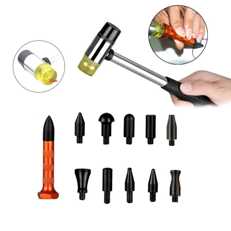 

Dent Repair Tool Tapper Hammer Slide Bar with 9 Tap Down Tool for Automotive Motorcycle Appliances Restoration