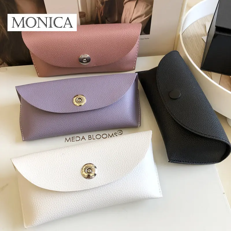 

New Glasses Bag Litchi Grain Leather Glasses Case Sunglasses Case Sunglasses Case Purple Nude Pink High-end Glasses Bag