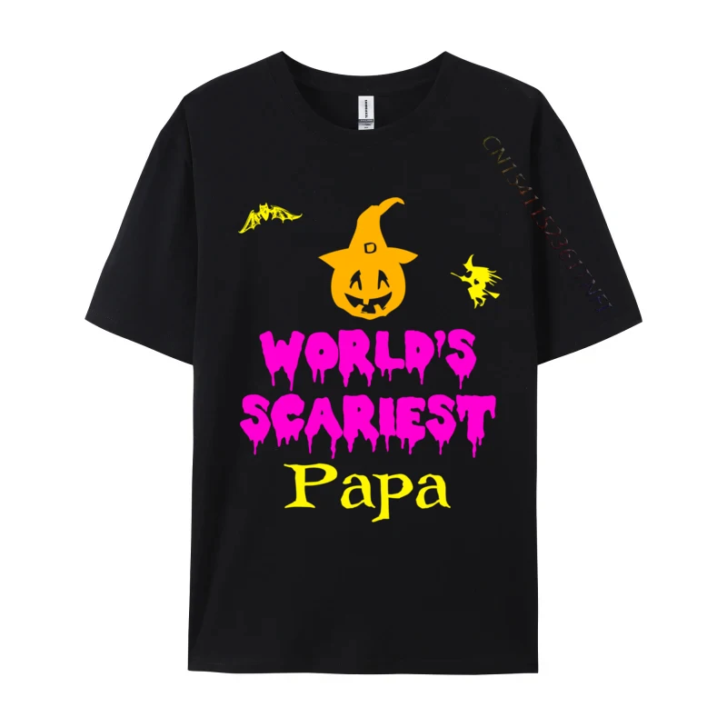Men 2024 Popular Casual Tops Shirts Crew Neck Summer Fall All Cotton T-shirts Camisa Short Sleeve Printed Tee Shirts World s Scariest Papa Halloween Costume Lazy Easy black