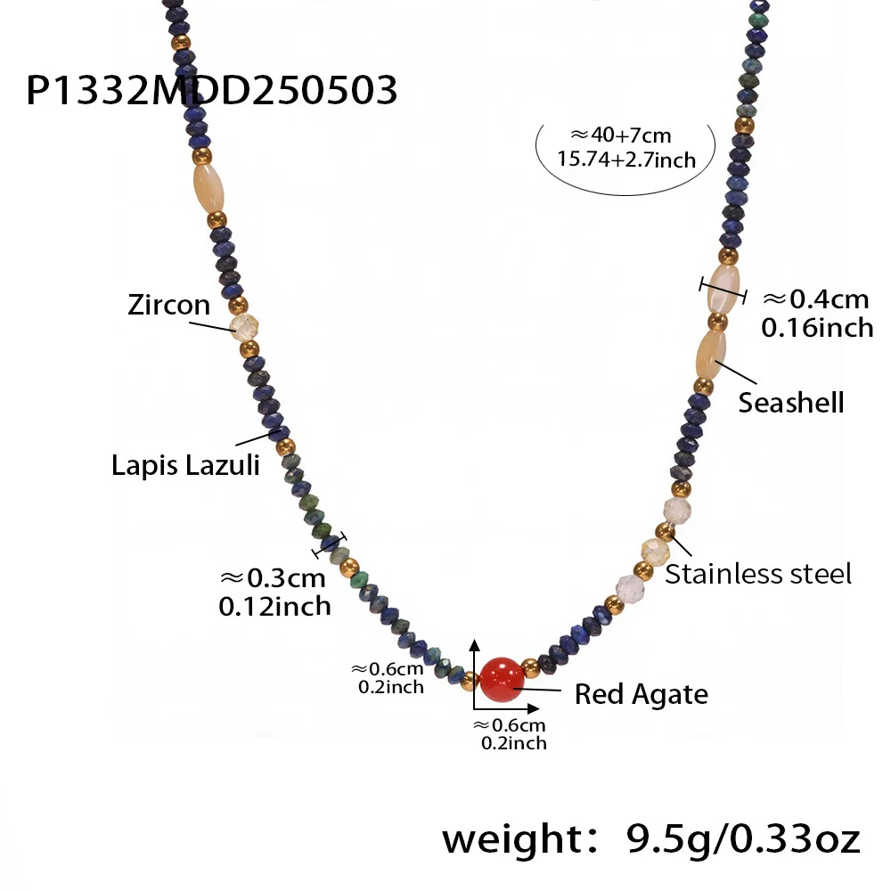 Riesenrad Halskette für Frauen Edelstahl Runde Nische Natur Steine Weibliche Sommer Kette Luxus Schmuck Geschenk – Detail 5