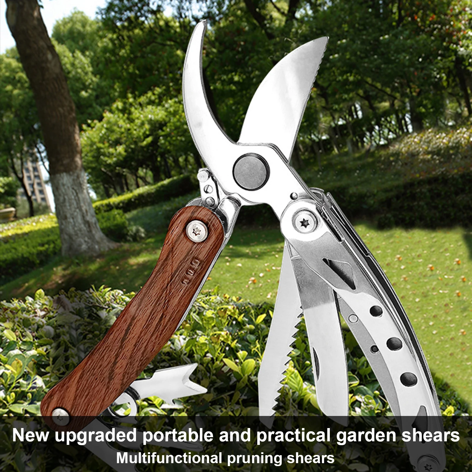 Sécateur Multifonction 6 En 1 Pliable - Avec Couteau, Tournevis, Ouvre-boîte, Pour Jardin, Camping, Bricolage