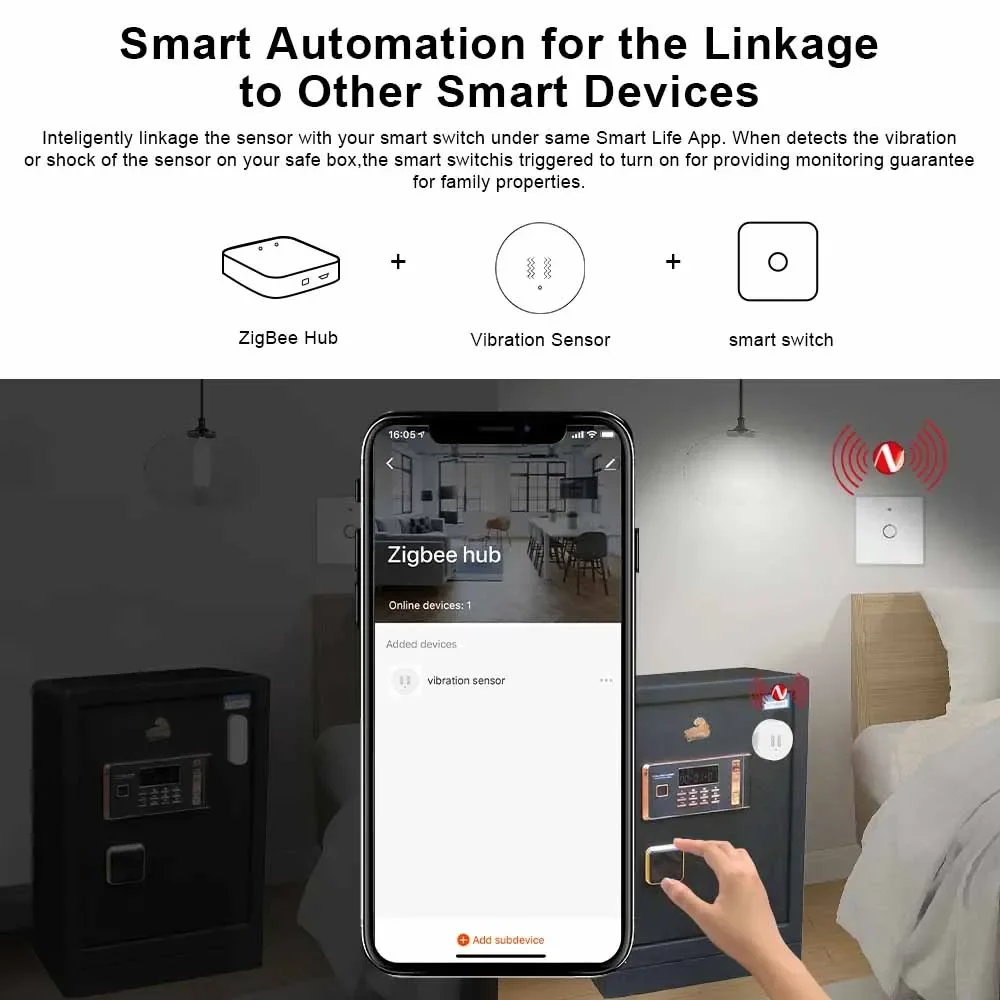Tuya Zigbee Vibration Sesnor Wireless Motion Detector,real-time Alarm monitoring