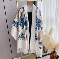 Women Fashion Winter Warm Cashmere Scarves Embroidery Pashmina Blanket Thick Shawl Wrap Neckerchief Bufanda Echarpe Poncho Scarf