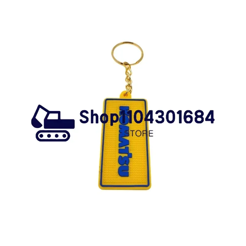 Keychain Key Ring Rubber Rectangular Chain Plate Hitachi CaterpillarO Kobelco Excavator Yellow Pendant