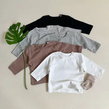 2025 Autumn New Baby Long Sleeve T Shirts Infant Boy Cotton Bottoming Shirts Solid Toddler Girl T Shirts Kids Tee Baby Clothes