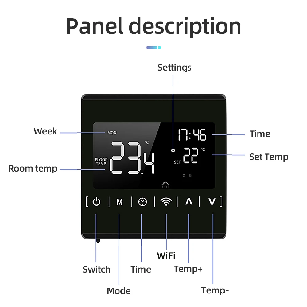 Tuya WiFi Smart Home Termostato, Controlador de