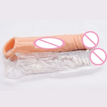 Large Penis Extension Sleeve Reusable Soft and Stretchable Delayed Ejaculation Condoms Male Dildo Extender Male Sex Toys 4
