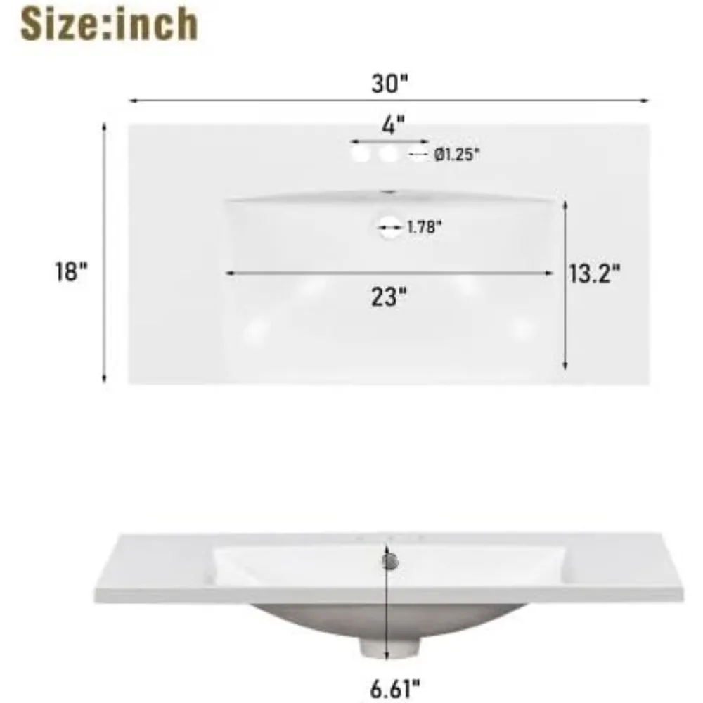 30'' Bathroom Vanity with Single Sink Combo, Modern Bathroom Storage Cabinet with Drawers Doors, Freestanding Vanities