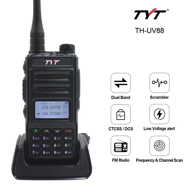 TYT TH-UV88 Dual Band VHF UHF 144/430MHz 5-Watt Portable Radio Walkie Talkies Long Range Amateur Analog Handheld Transceiver