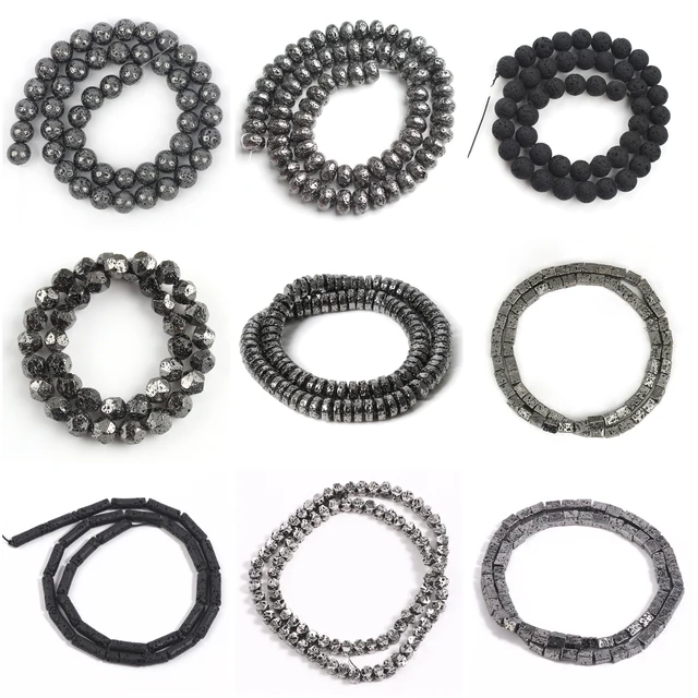 580 Perline Lavica Nera 6 Mm - Pietra Vulcanica Naturale, Foro 1.5 Mm, Fai Da Te - Foto 9