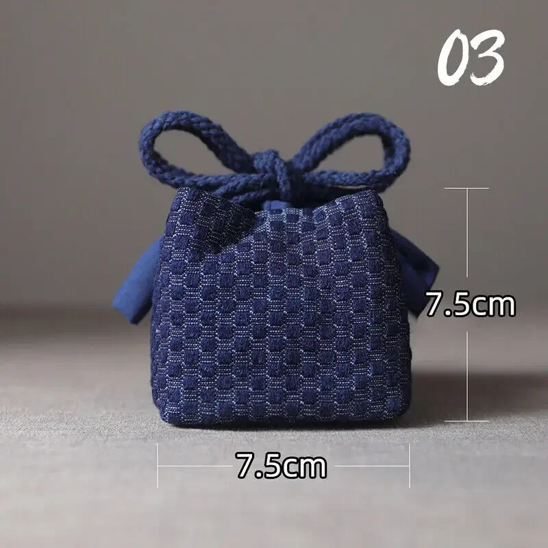 Portable Denim Tea Set Organizer Bag with Large Storage Capacity