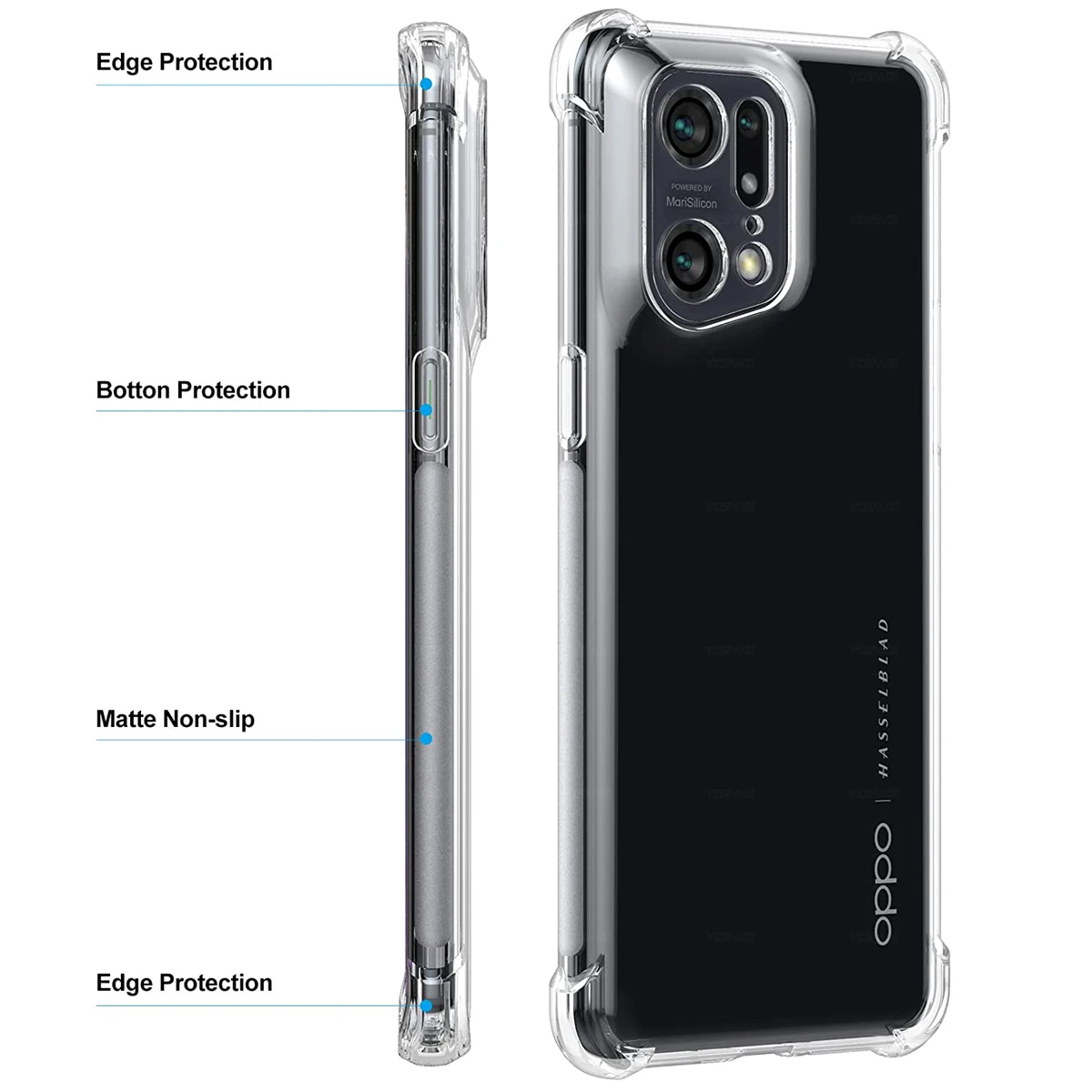 Funda Gel Tpu Anti-Shock Transparente para Oppo Find X3 Pro 5G