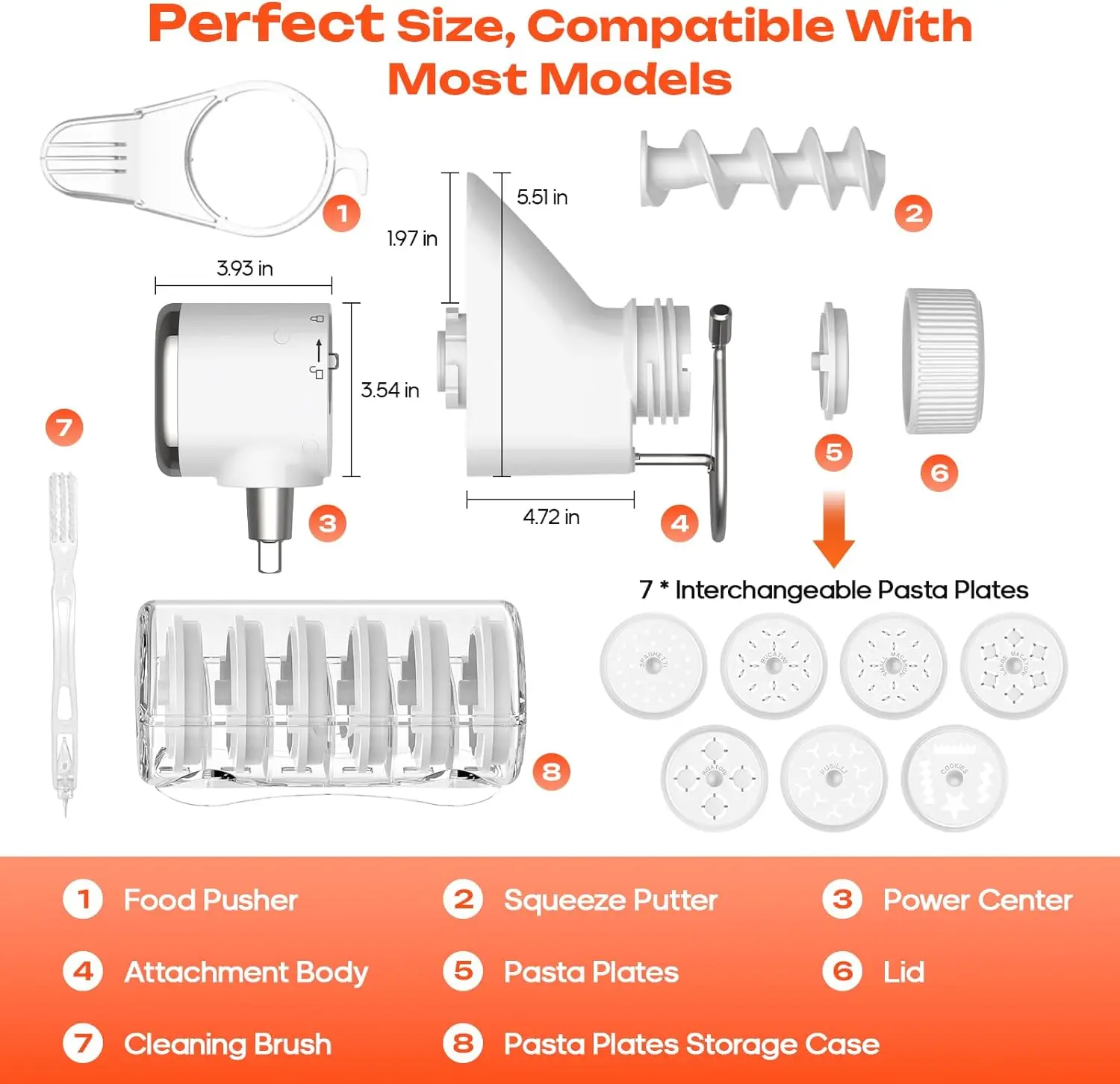 Pasta Press Attachment 7 Interchangeable for KitchenAid Cuisinart Stand Mixers