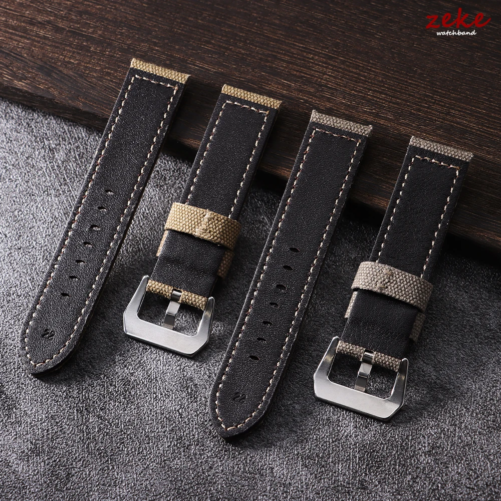 Waterproof Sailcloth Nylon Leather Watch Strap with Quick Release