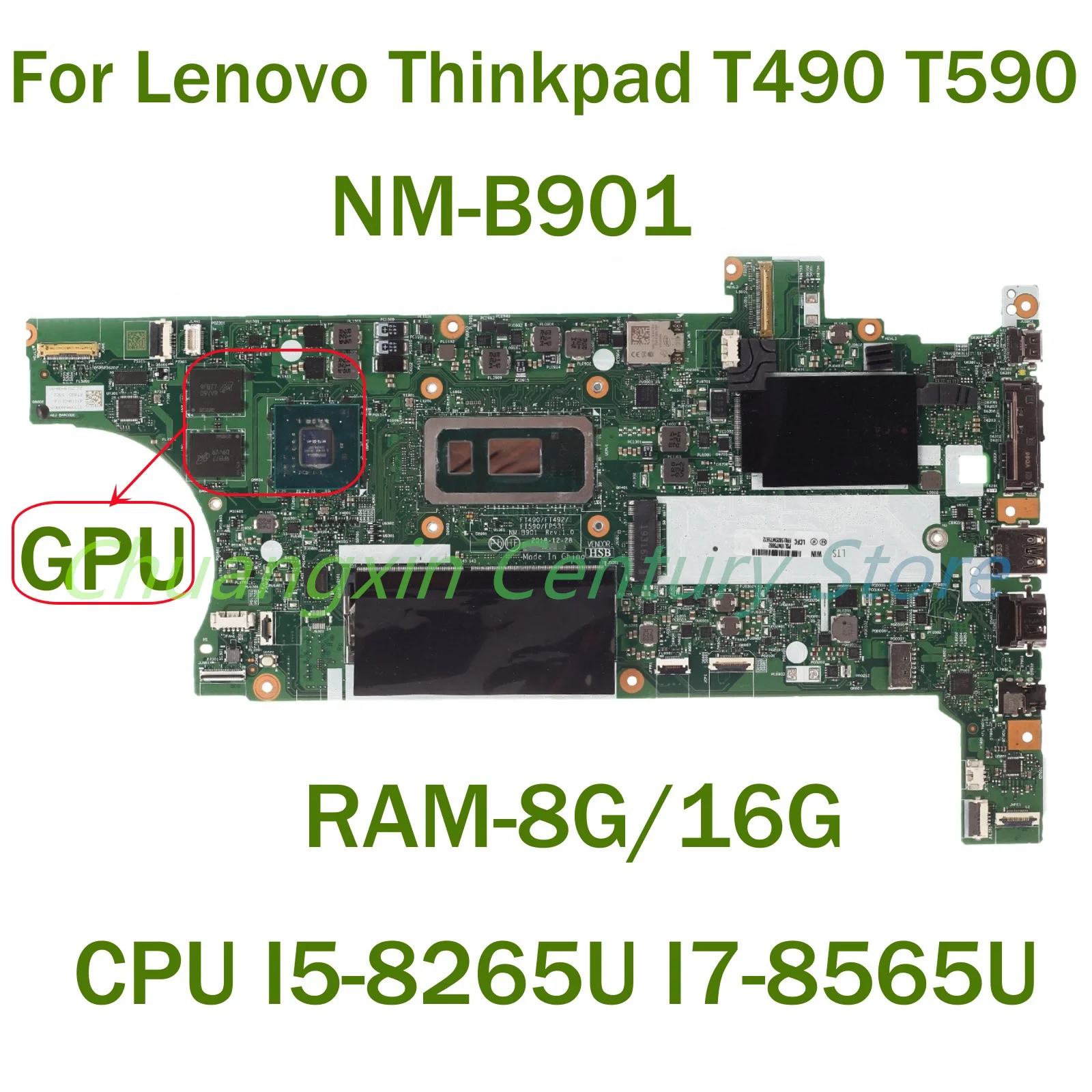 

For Lenovo Thinkpad T490 T590 Laptop motherboard NM-B901 with CPU I5-8265U I7-8565U RAM: 16GB/8GB 100% Tested Fully Work