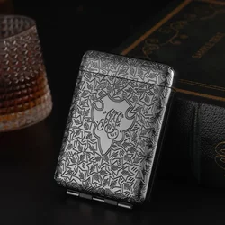 Vintage Engraved Metal Cigarette Case Holder - Elegant Pocket Storage Box Gift (Black)