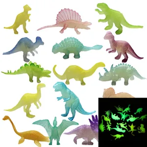 No Repeat 6pcs Mini Luminous Dinosaur Model with Tyrannosaurus Rex Triceratops Action Figures Fluorescence Dinosaurios Doll Toy