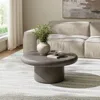 Grey round concrete coffee table - Cement Low floor coffee table - Weather resistant stone patio coffee table 2