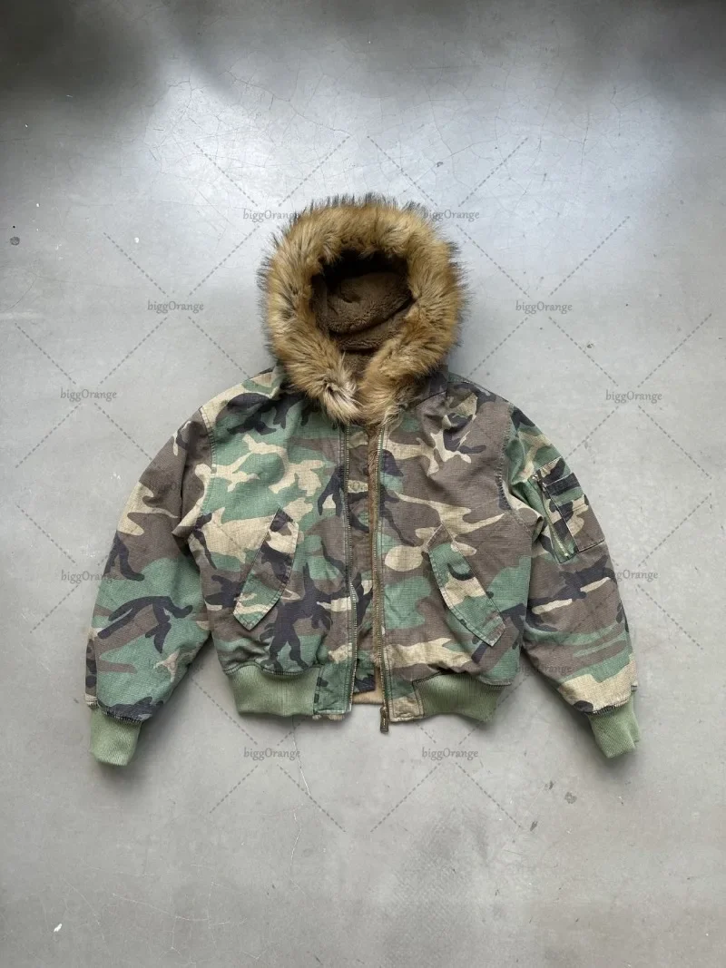 ジャケット・アウター 00s PPFM camo duble zip nylon jacket y2k Trendy Brand Hip-hop Streetwear Coat Harajuku Y2K Retro Camouflage