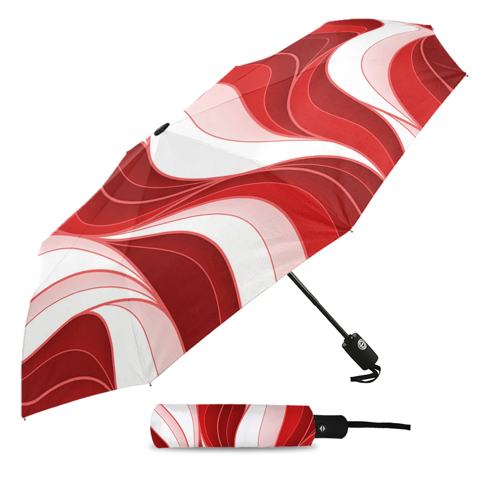 Red-Ripples-Three-Dimensional-Abstract-Automatic-Parasol-Folding-Umbrella-Male-Women-Printed-Umbrella-Lightweight-Rain-Gear.jpg Vörös Hullámok Háromdimenziós Absztrakt Automatikus Parasol Összecsukható Esernyő Férfi Nők Nyomtatott Könnyű Esőfelszerelés - Image 2